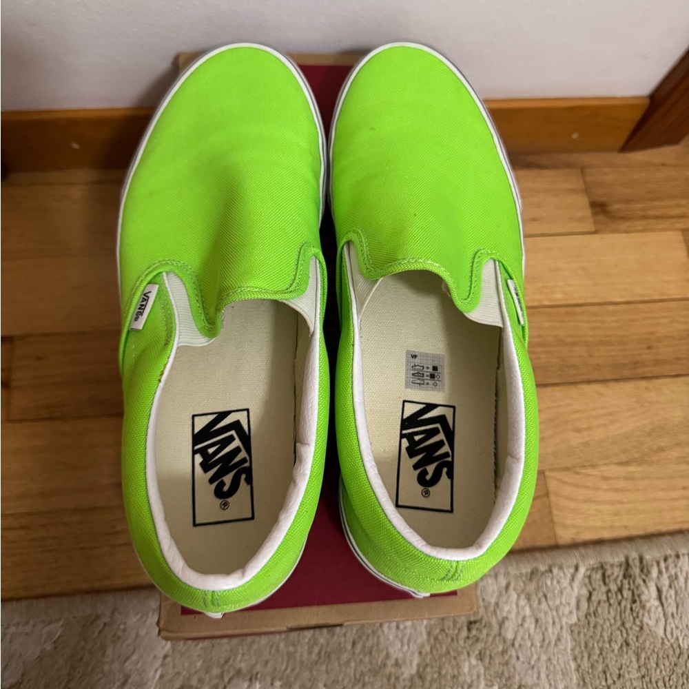 Vans Neon Green Slip Ons